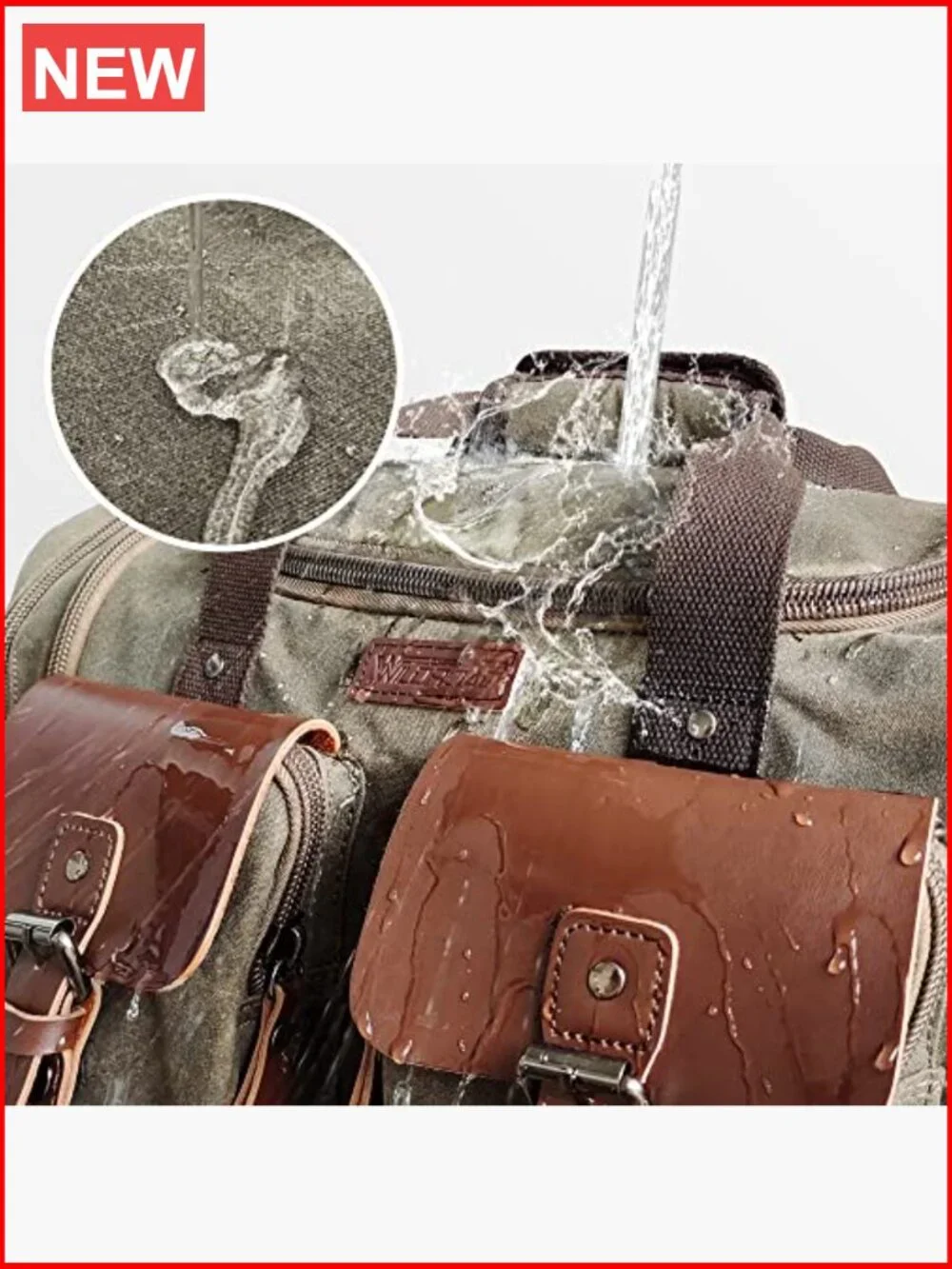 Waxed Canvas 50L Waterproof Weekender Overnight Travel Duffle Bag